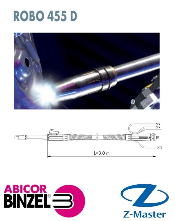 Горелка для роботизированной Сварки ROBO 455D M8 с прямым гусаком 3,00 м WZ-2