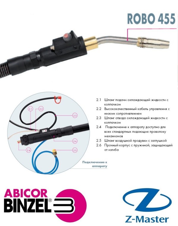 Сварочная горелка ROBO 455 M8 22 градуса 1,5 м WZ-2